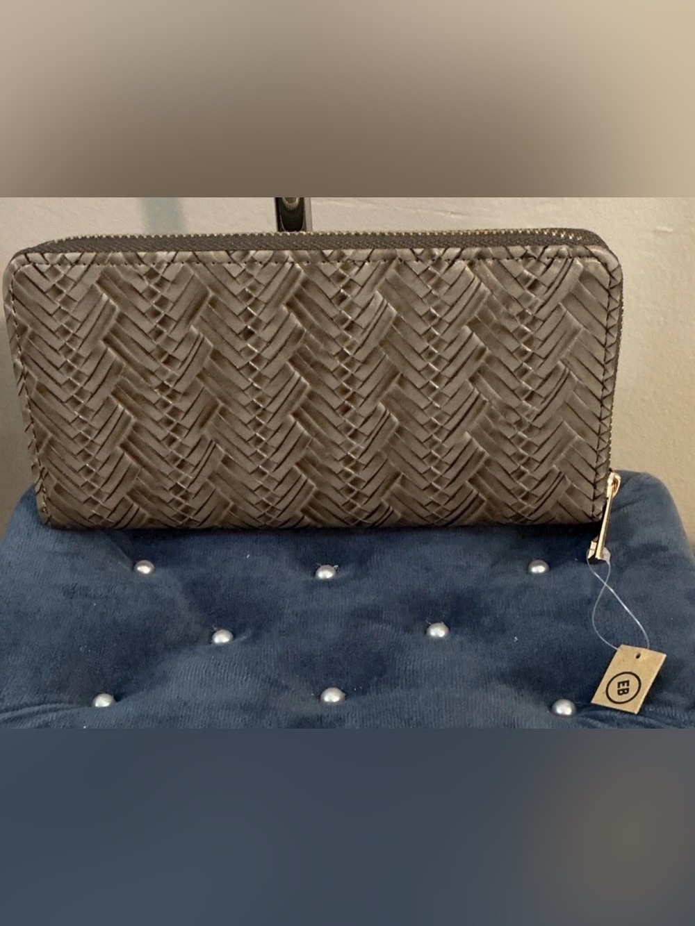 NWT! Woven Zip-Around Wallet - Taupe